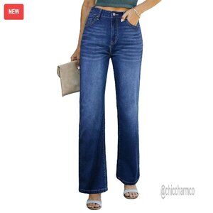 Wide Leg High Waist Jeans Zimbaplatinum Cotton Stretch Pockets